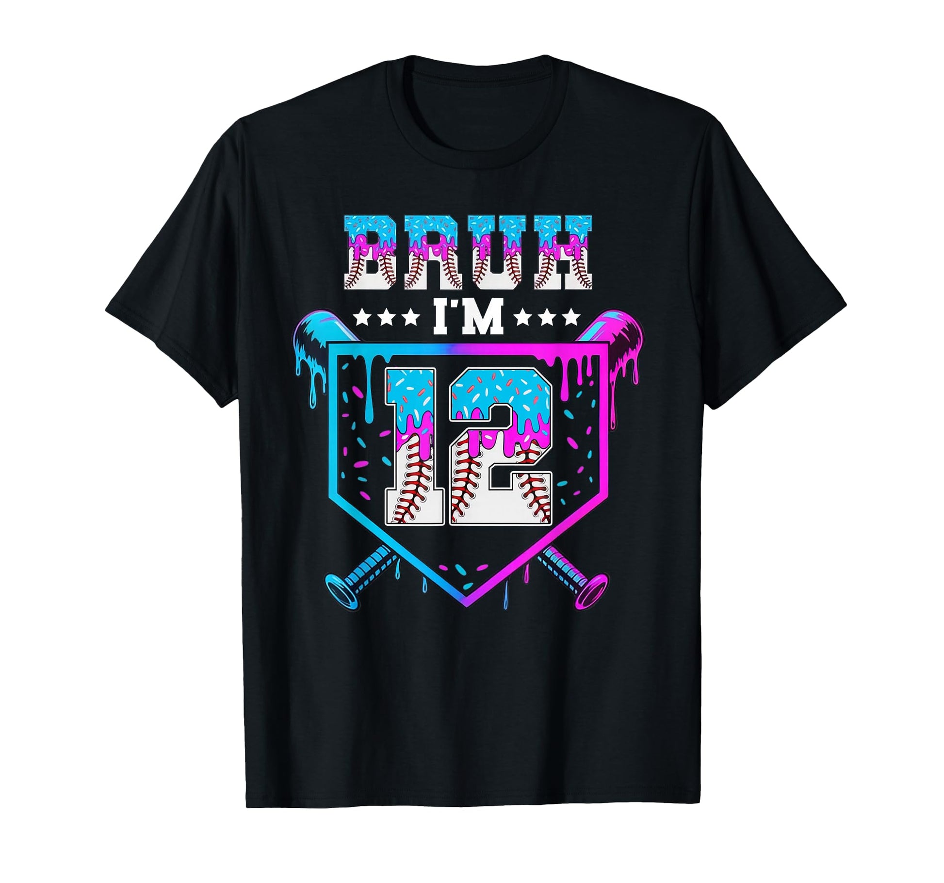 Bruh 12Th Birthday Baseball Ice Cream T-Shirt - Graphic Print Men Women - T-Shirt, Sweatshirt, Hoodie
