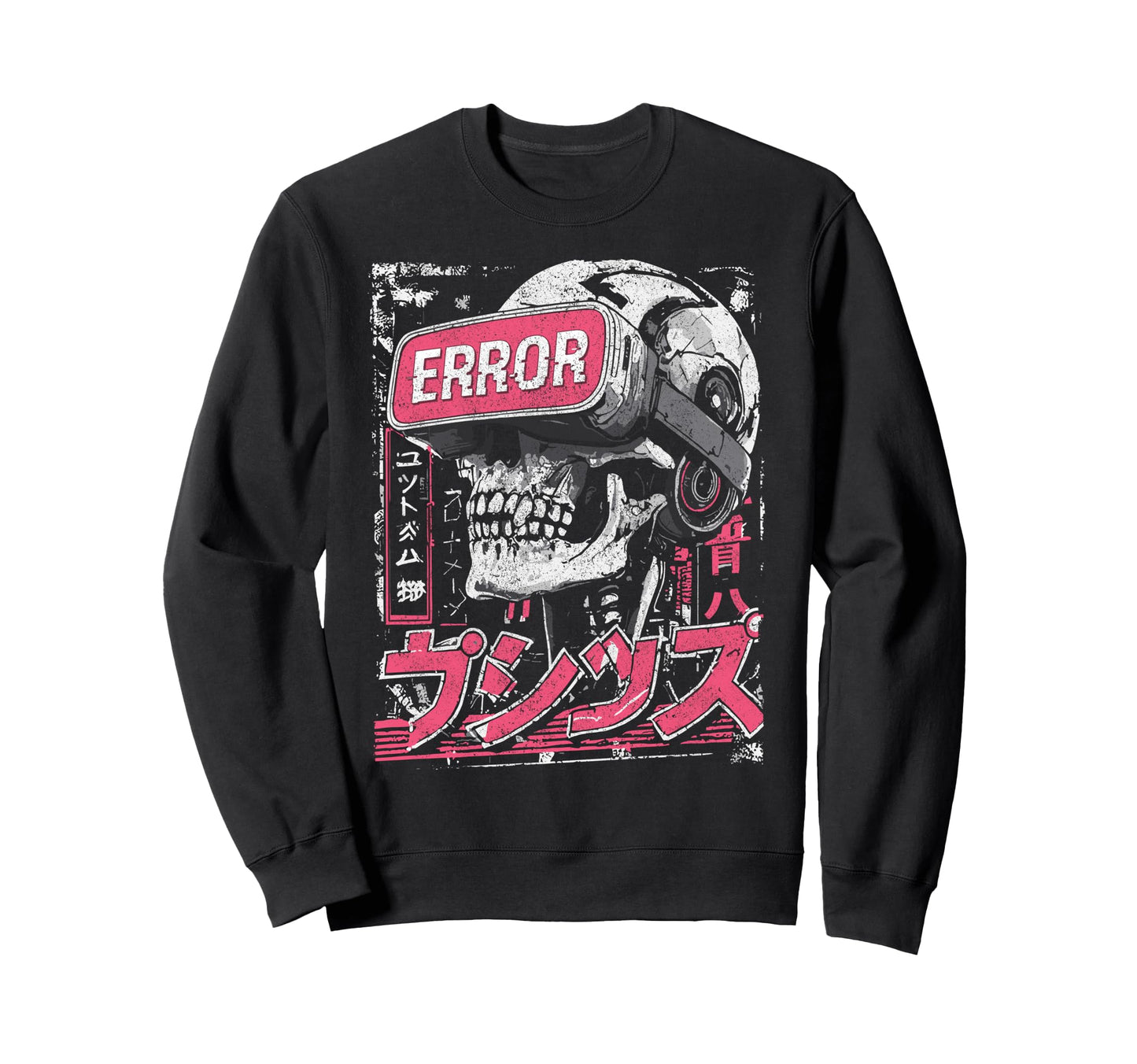 Japanese Streetwear Skull Error Sweatshirt - Casual Everyday Wear Unisex - T-Shirt, Sweatshirt, Hoodie