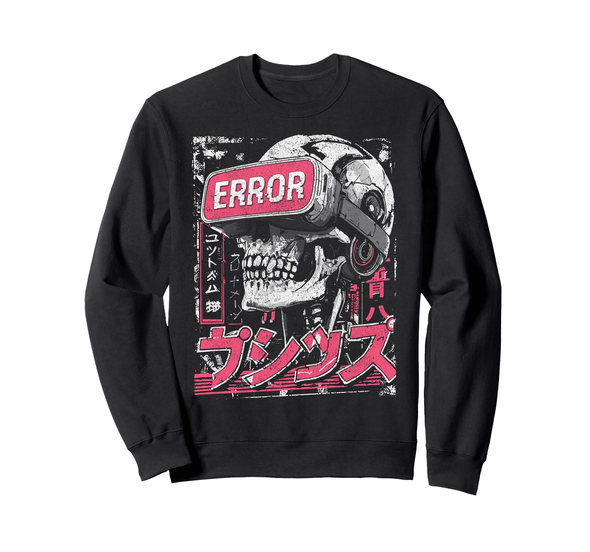 Japanese Streetwear Skull Error Sweatshirt - Casual Everyday Wear Unisex - T-Shirt, Sweatshirt, Hoodie