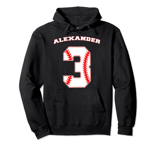 Alexander Baseball Name Three Hoodie - Casual Everyday Wear for Adults - T-Shirt, Sweatshirt, Hoodie