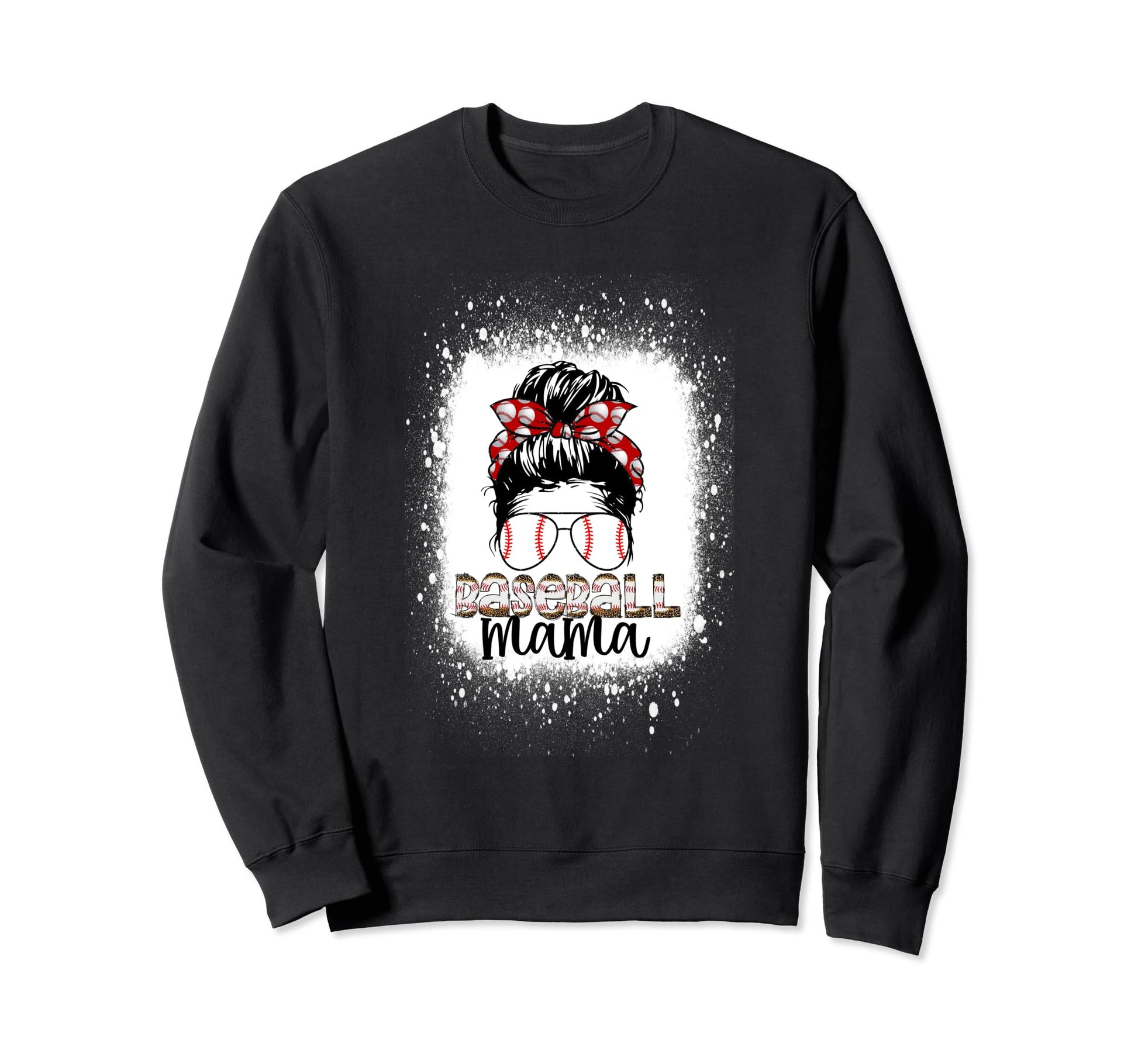 Baseball Mama Messy Bun Sunglasses Sweatshirt - Trendy Graphic Unisex - T-Shirt, Sweatshirt, Hoodie