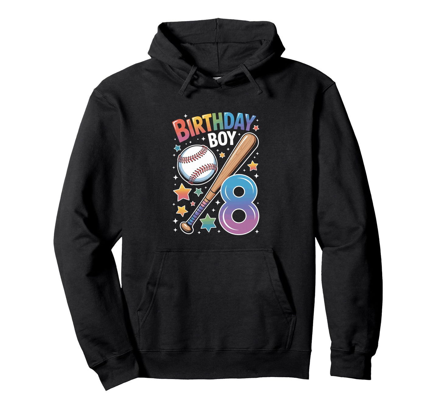 Birthday 8Th Birthday Baseball Hoodie - Unique Graphic Unisex - T-Shirt, Sweatshirt, Hoodie