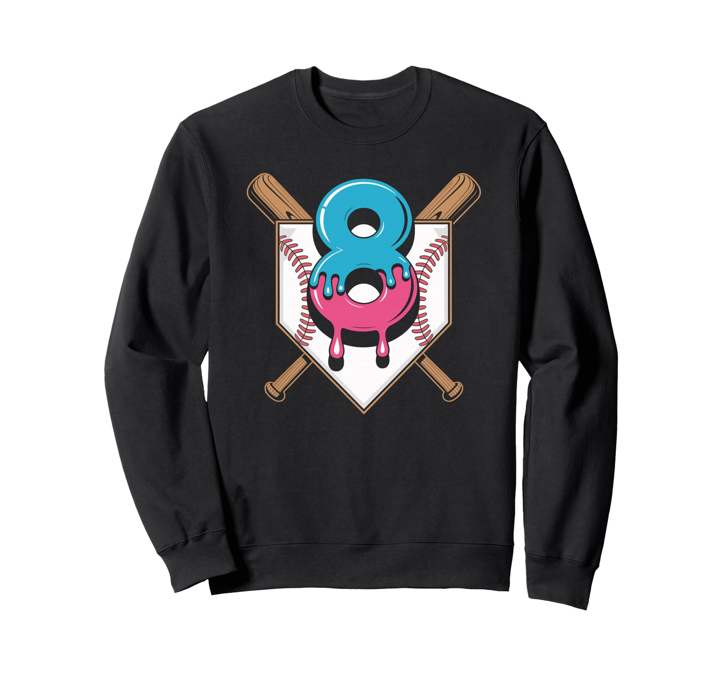 Eighth Birthday Baseball Vibes Sweatshirt - Casual Everyday Wear Unisex - T-Shirt, Sweatshirt, Hoodie