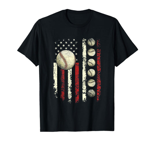 Baseball American Flag T-Shirt - Novelty Apparel for Adults - T-Shirt, Sweatshirt, Hoodie