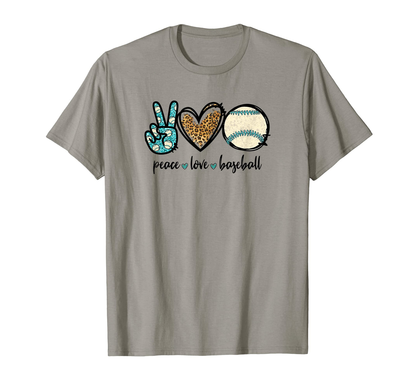 Baseball Lover Leopard Peace Love Baseball T-Shirt - Unique Graphic Unisex - T-Shirt, Sweatshirt, Hoodie