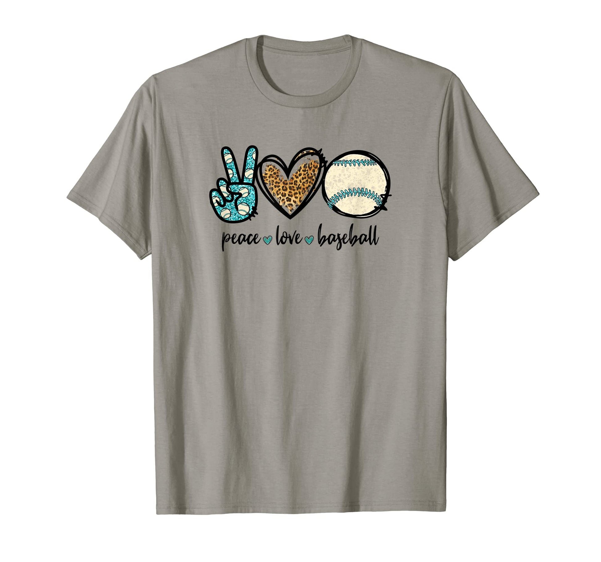 Baseball Lover Leopard Peace Love Baseball T-Shirt - Unique Graphic Unisex - T-Shirt, Sweatshirt, Hoodie