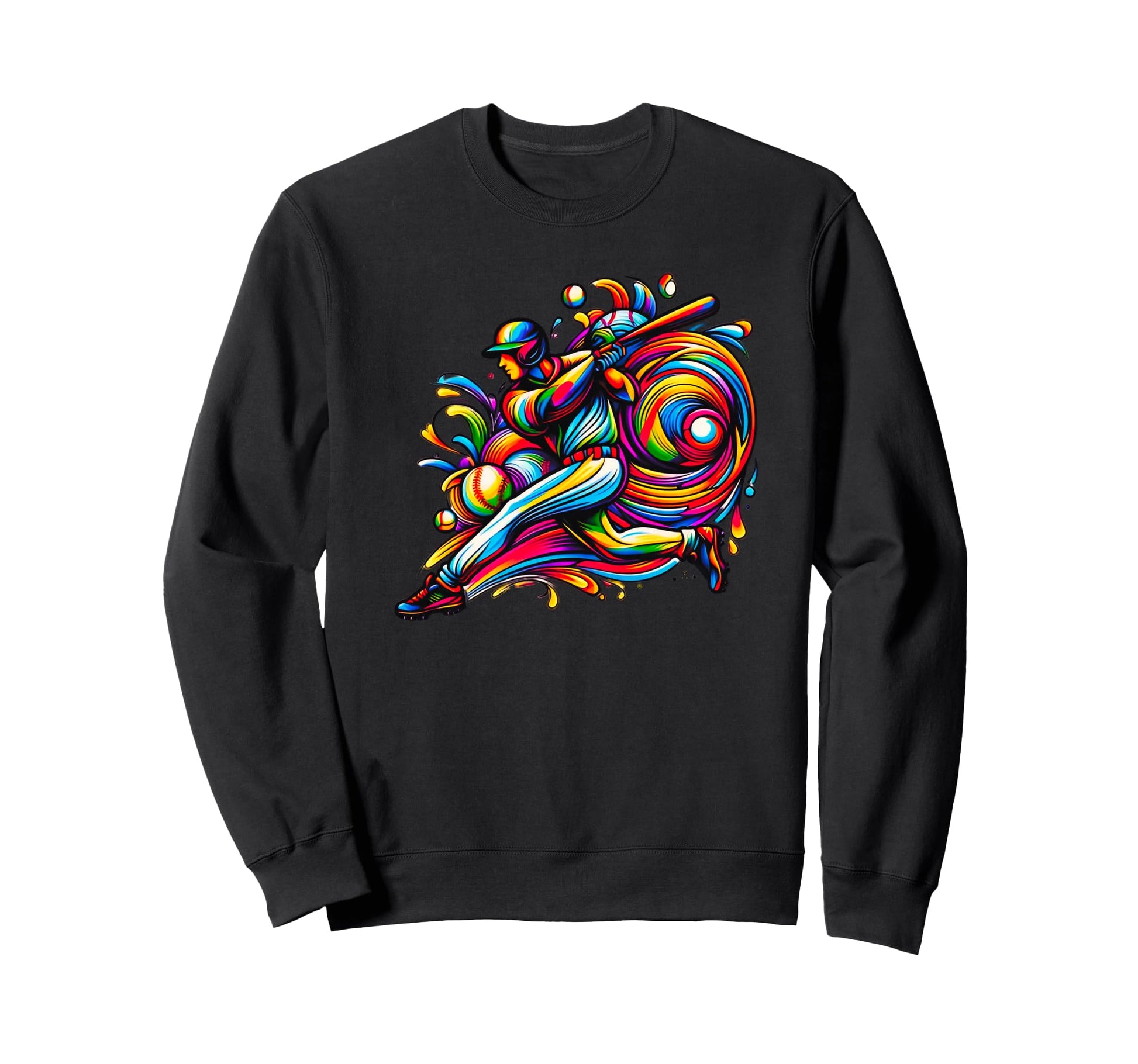 Colorful Baseball Player Art Baseball Sweatshirt - Novelty Apparel Unisex - T-Shirt, Sweatshirt, Hoodie