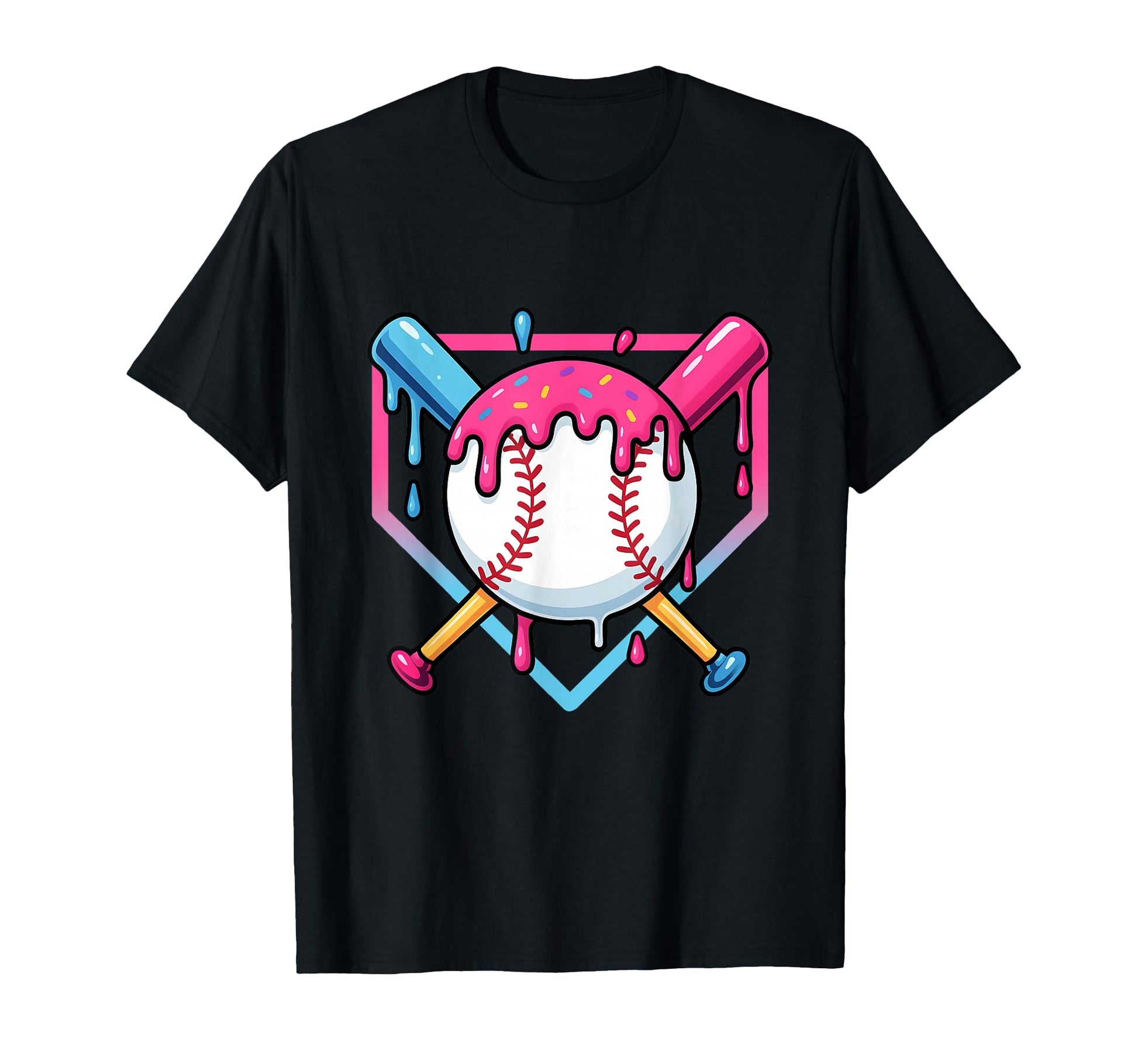 Dripping Baseball Melting Illustration Ice T-Shirt - Unique Graphic Unisex - T-Shirt, Sweatshirt, Hoodie