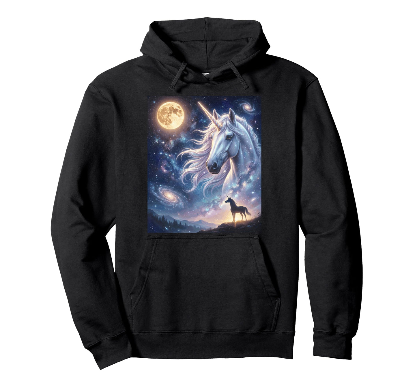 Unicorn Art Celestial Moon Galaxy Unicorn Hoodie - Custom Art Print Unisex - T-Shirt, Sweatshirt, Hoodie
