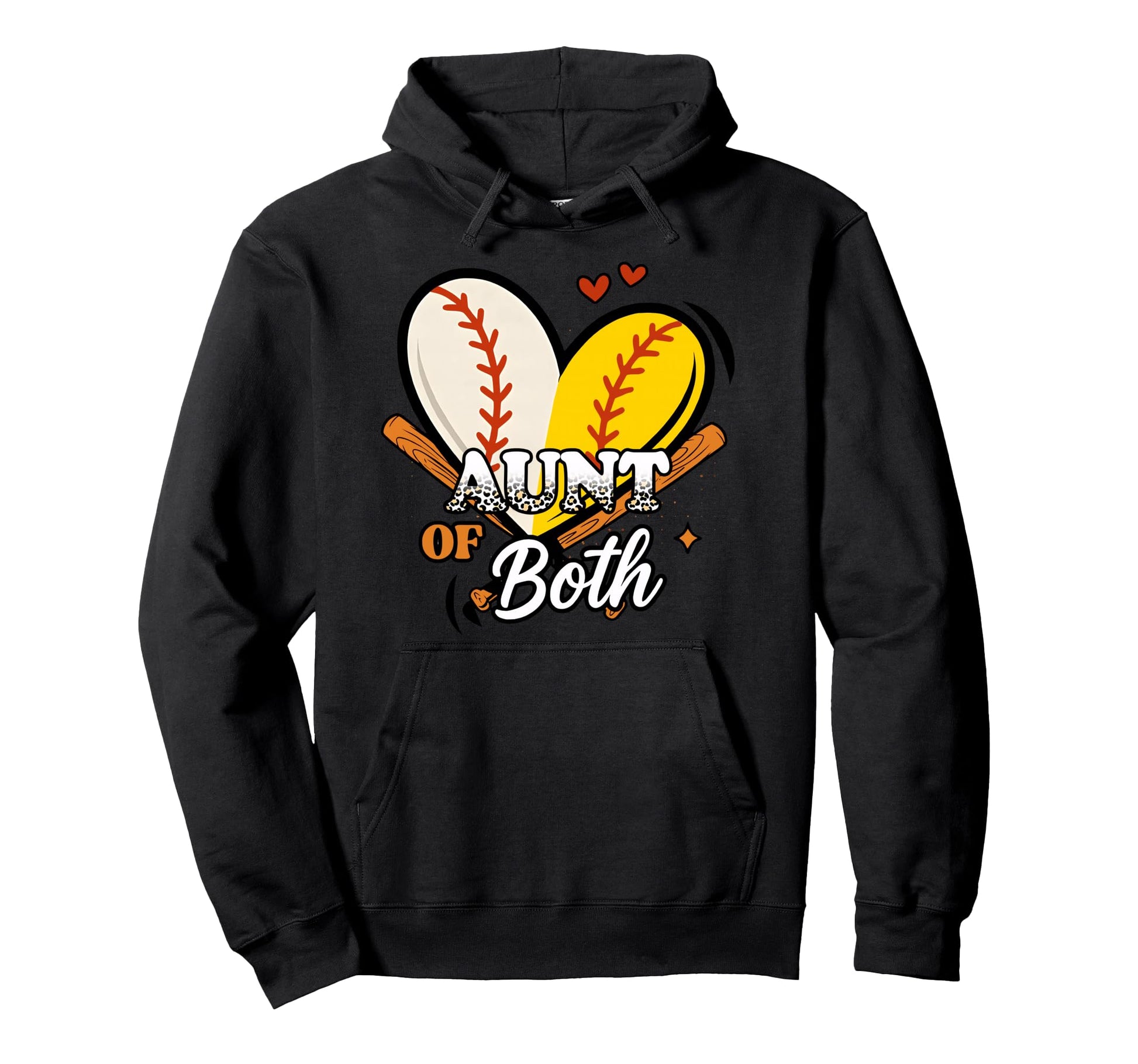 Aunt Both Baseball Softball Game Day Hoodie - Trendy Graphic for Adults - T-Shirt, Sweatshirt, Hoodie