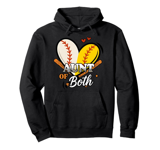 Aunt Both Baseball Softball Game Day Hoodie - Trendy Graphic for Adults - T-Shirt, Sweatshirt, Hoodie