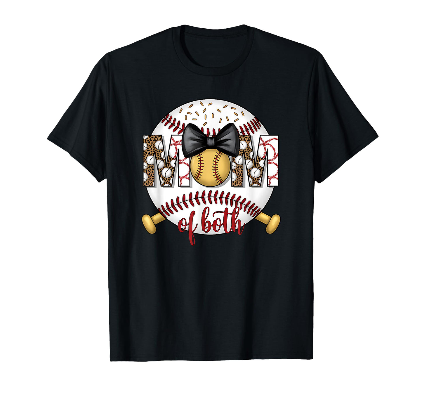 Mom Both Leopard Game Day Baseball T-Shirt - Unique Graphic Men Women - T-Shirt, Sweatshirt, Hoodie