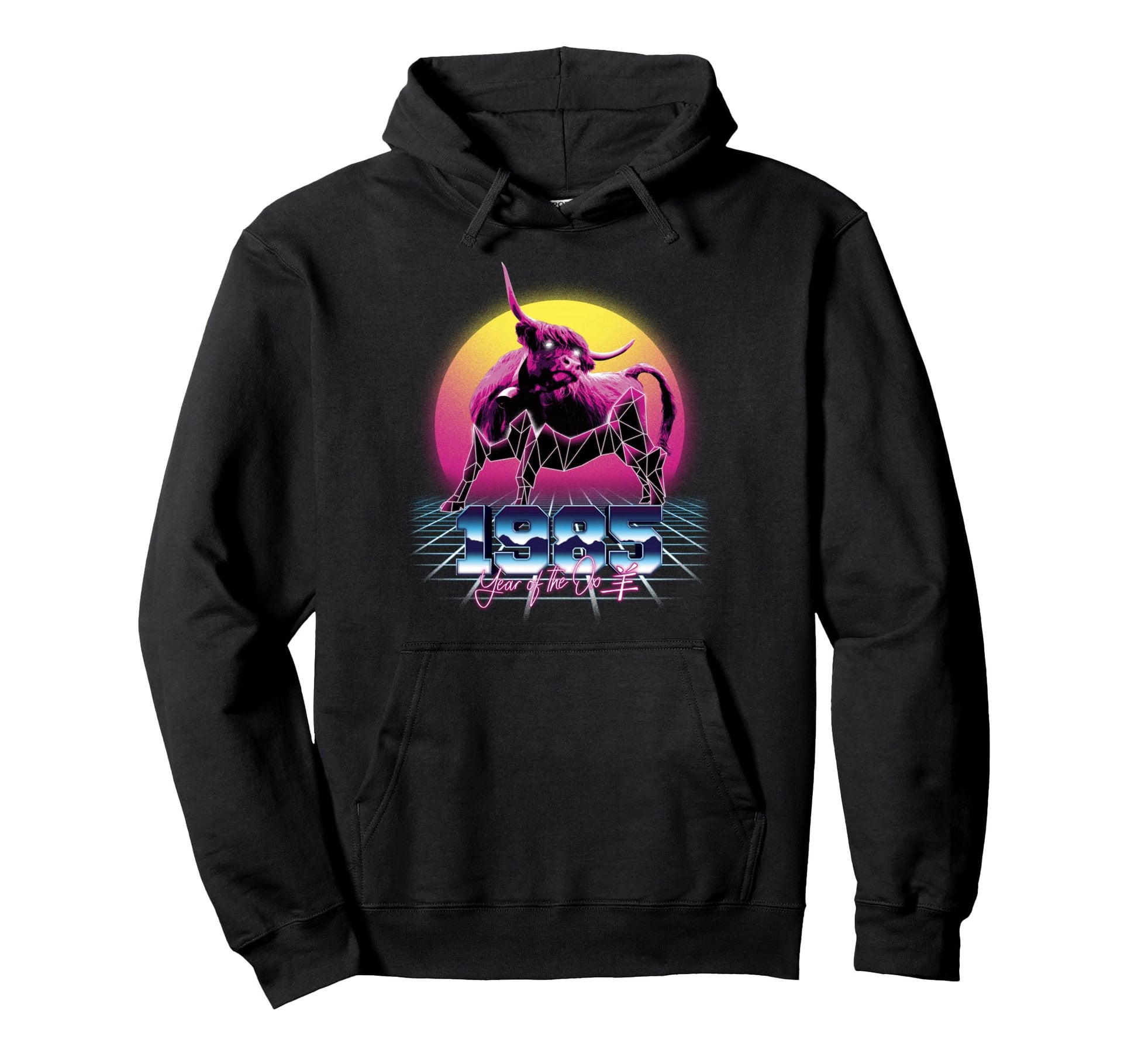 1985 Year Ox 80S Chinese Zodiac Birthday Hoodie - Trendy Graphic for Adults - T-Shirt, Sweatshirt, Hoodie