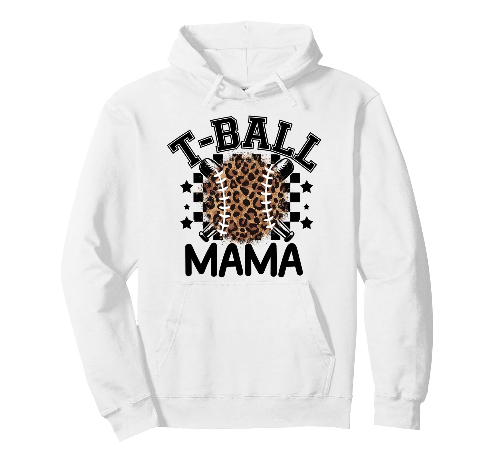 T Ball Teeball Mama Leopard Cheetah Baseball Hoodie - Graphic Print Unisex - T-Shirt, Sweatshirt, Hoodie