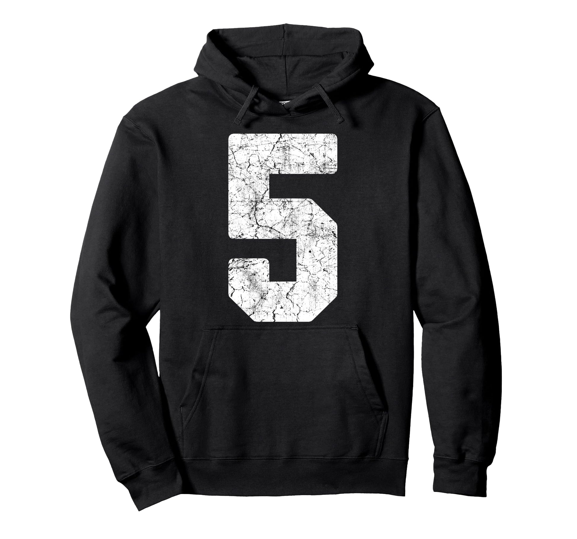 Distressed White Number 5 Jersey Hoodie - Aesthetic Graphic Men Women - T-Shirt, Sweatshirt, Hoodie