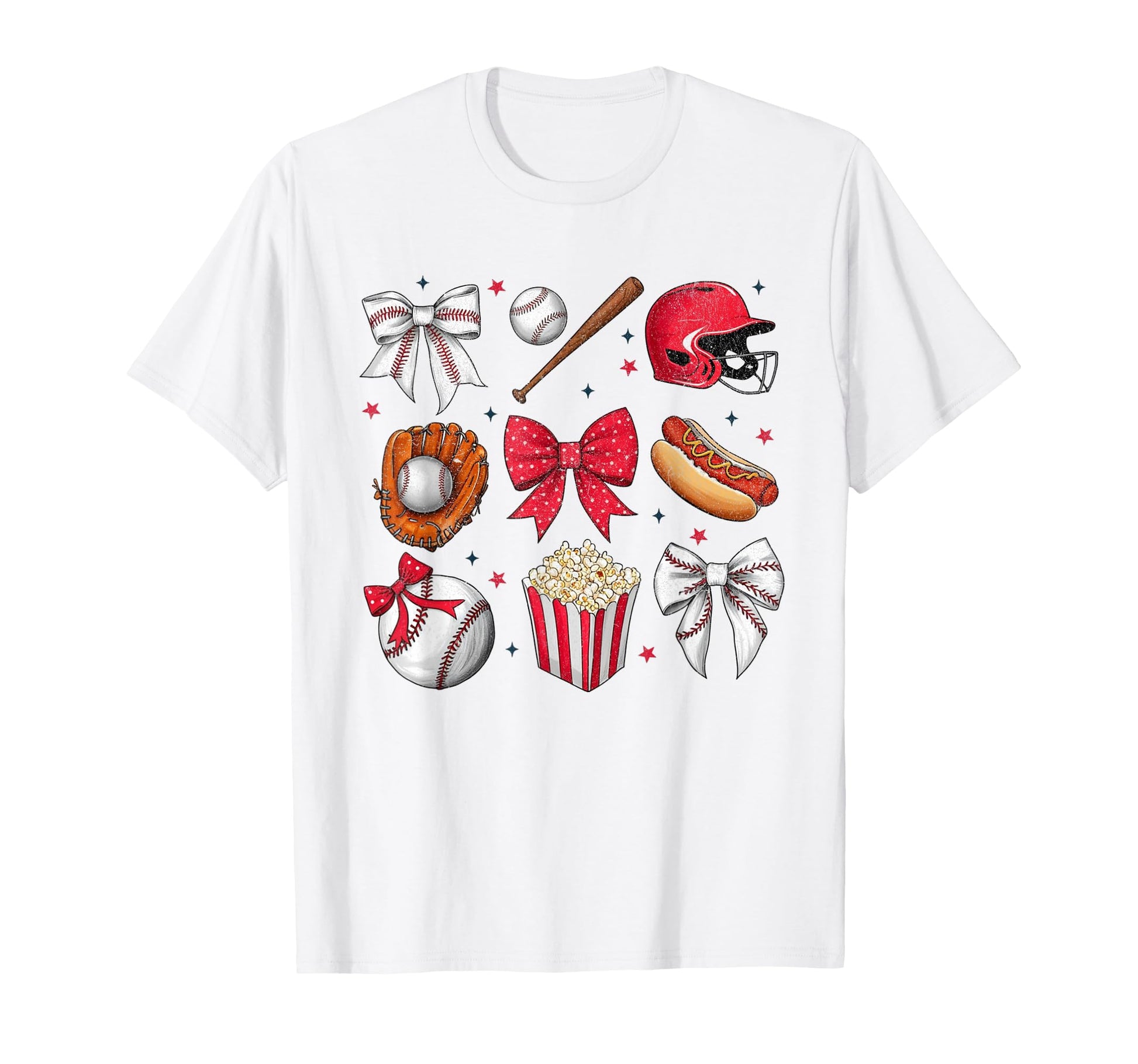 Baseball Coquette Bow Baseball Cheer Mom T-Shirt - Custom Art Print Unisex - T-Shirt, Sweatshirt, Hoodie