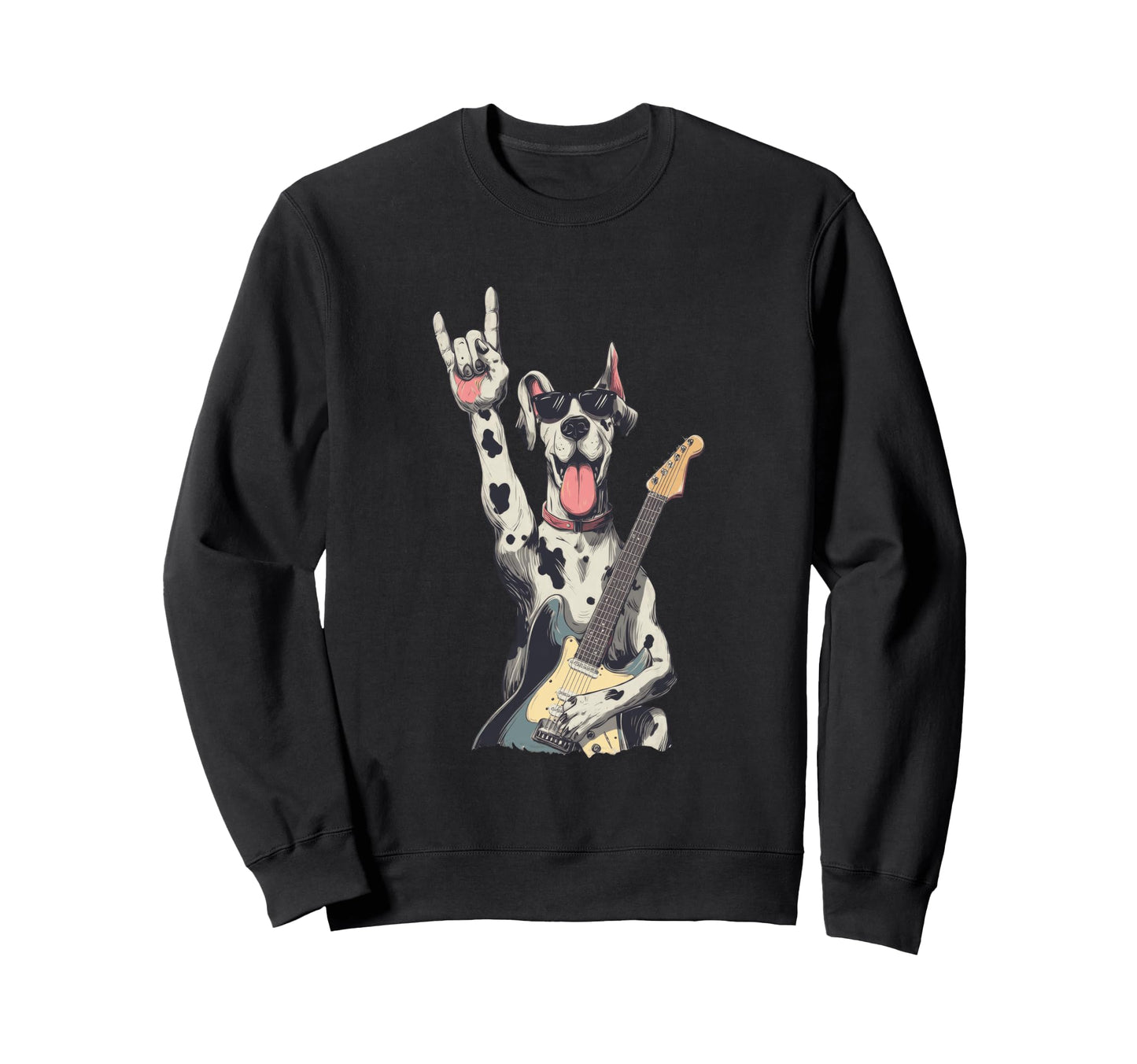 Great Dane Dog Guitar Solo Rockstar Sweatshirt - Custom Art Print Unisex - T-Shirt, Sweatshirt, Hoodie