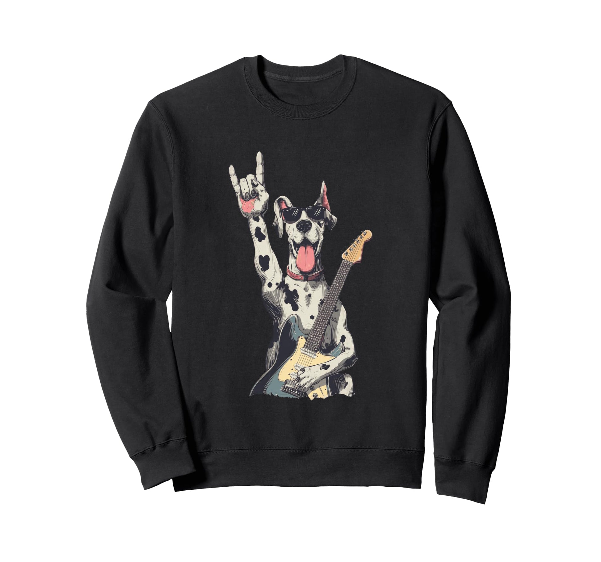 Great Dane Dog Guitar Solo Rockstar Sweatshirt - Custom Art Print Unisex - T-Shirt, Sweatshirt, Hoodie