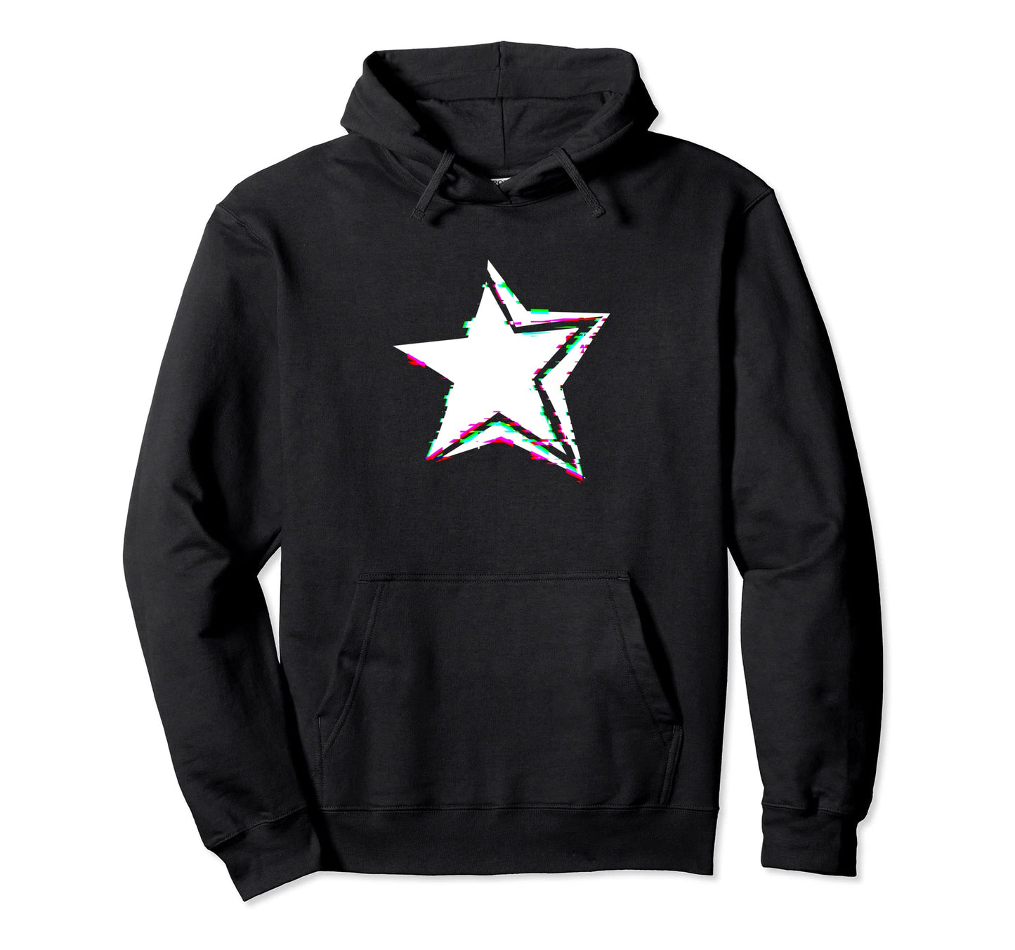 Cyber Y2K Star Front Black And White Hoodie - Aesthetic Graphic for Adults - T-Shirt, Sweatshirt, Hoodie