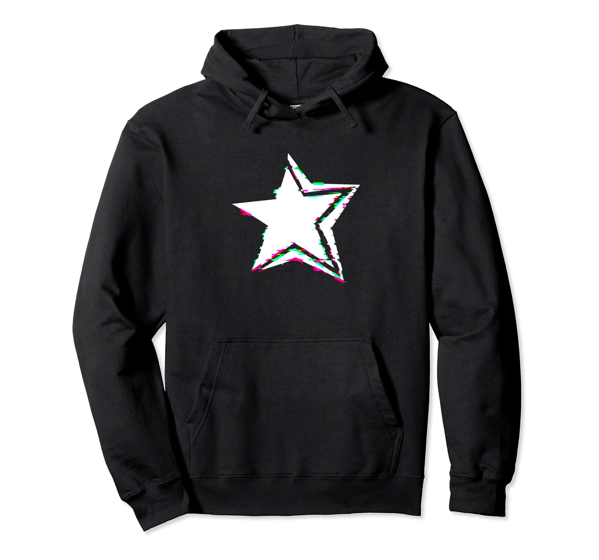Cyber Y2K Star Front Black And White Hoodie - Aesthetic Graphic for Adults - T-Shirt, Sweatshirt, Hoodie