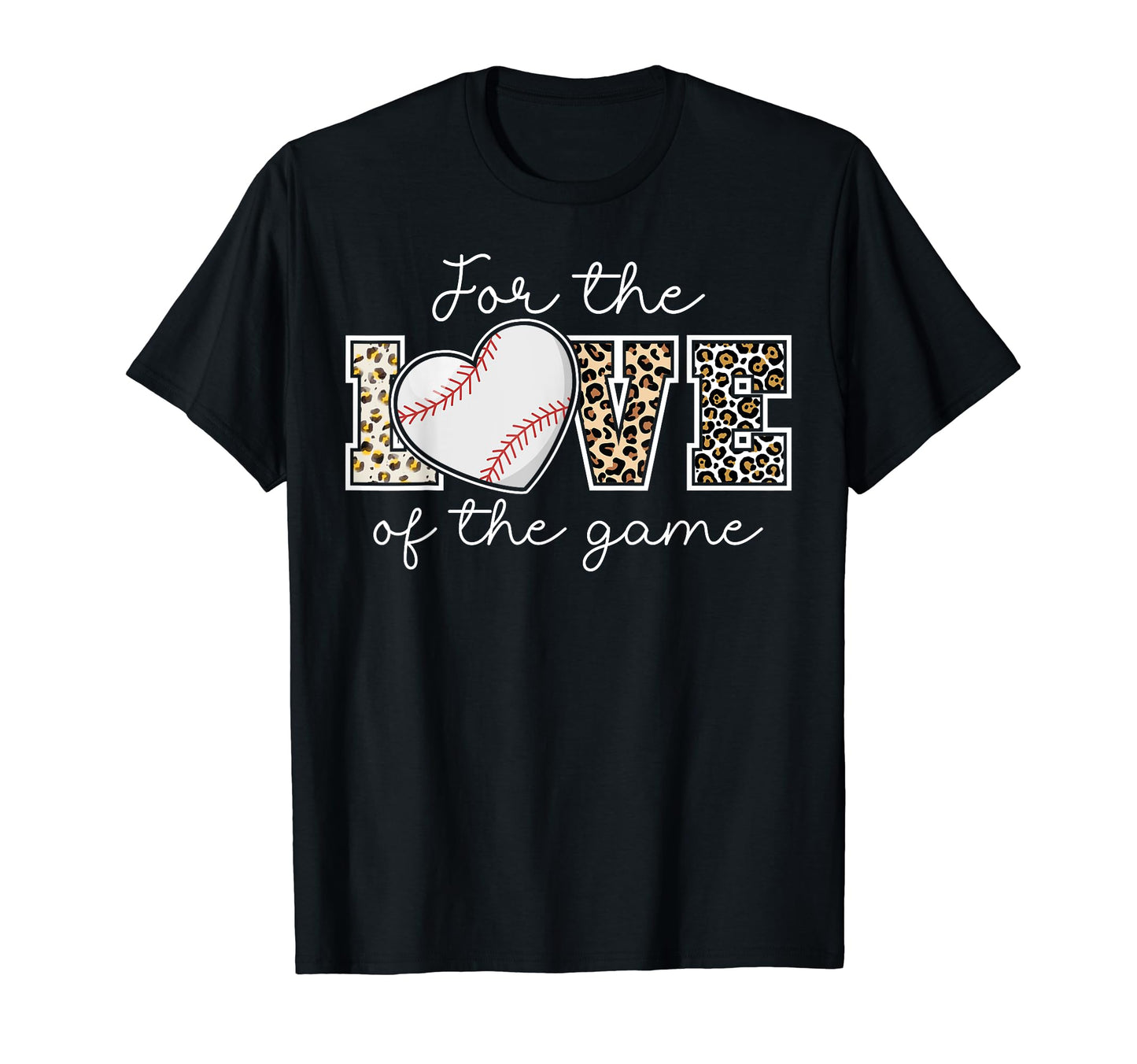 Love Game Baseball Game Day Leopard T-Shirt - Graphic Print for Adults - T-Shirt, Sweatshirt, Hoodie