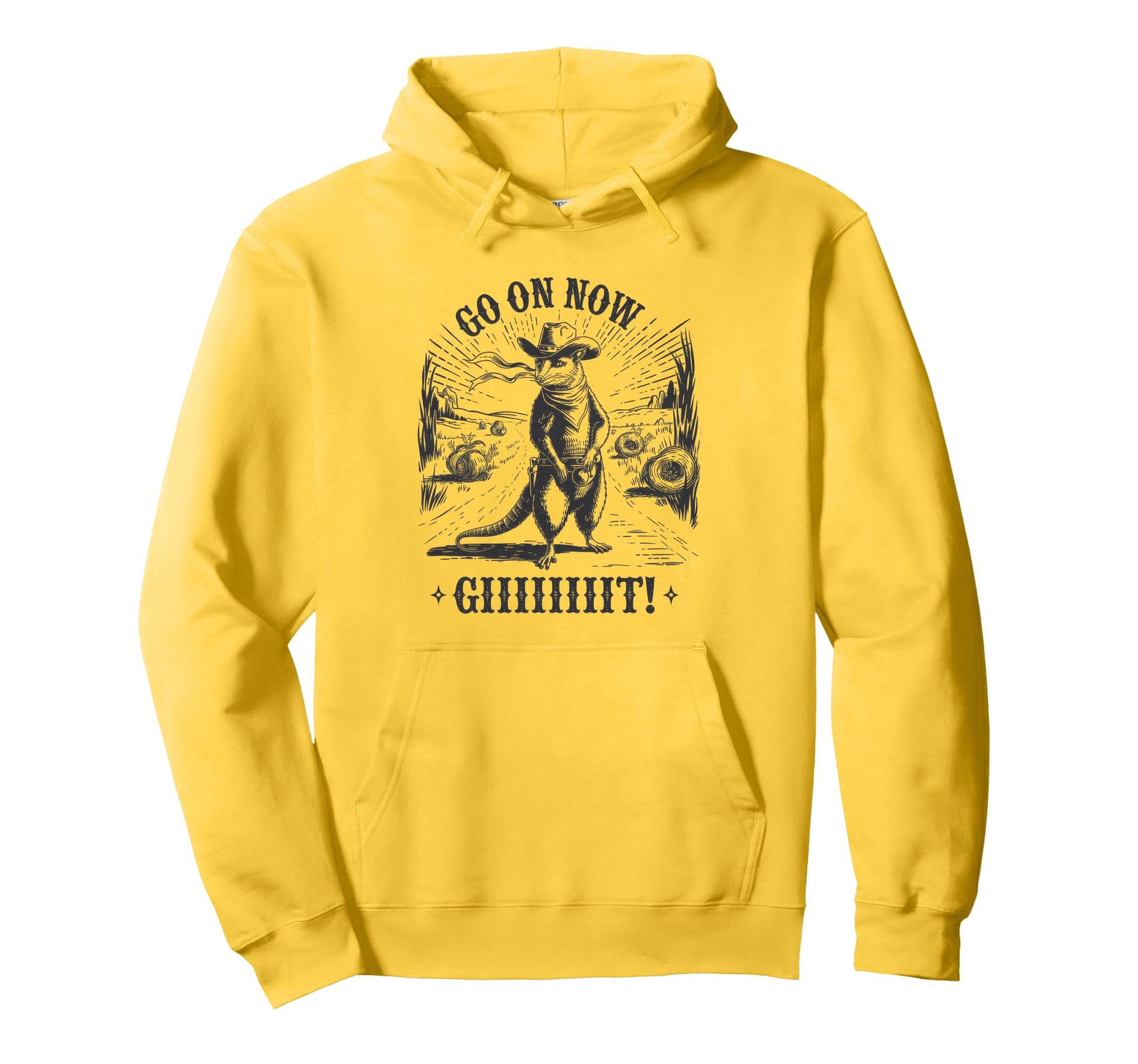 Go Now Git Cowboy Opossum Country Hoodie - Streetwear Style for Adults - T-Shirt, Sweatshirt, Hoodie