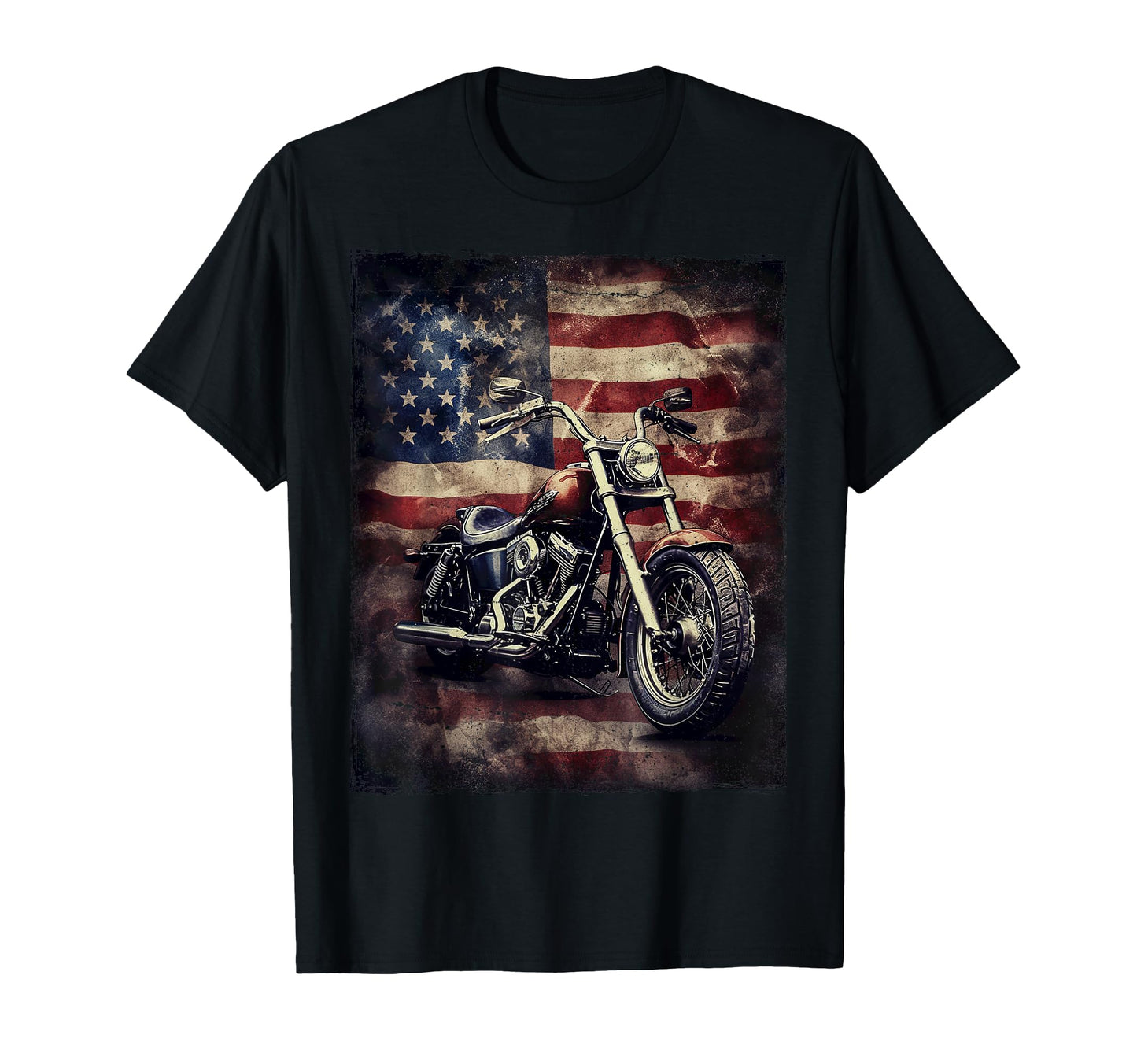 Motorcycle Usa Flag Biker American T-Shirt - Graphic Print for Adults - T-Shirt, Sweatshirt, Hoodie