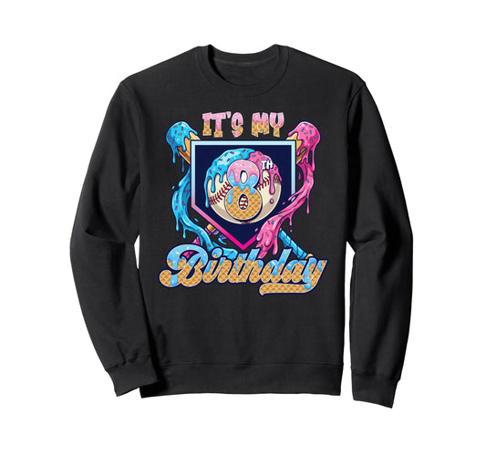 8Th Baseball Drip Birthday Party Sport Sweatshirt - Unique Graphic Unisex - T-Shirt, Sweatshirt, Hoodie