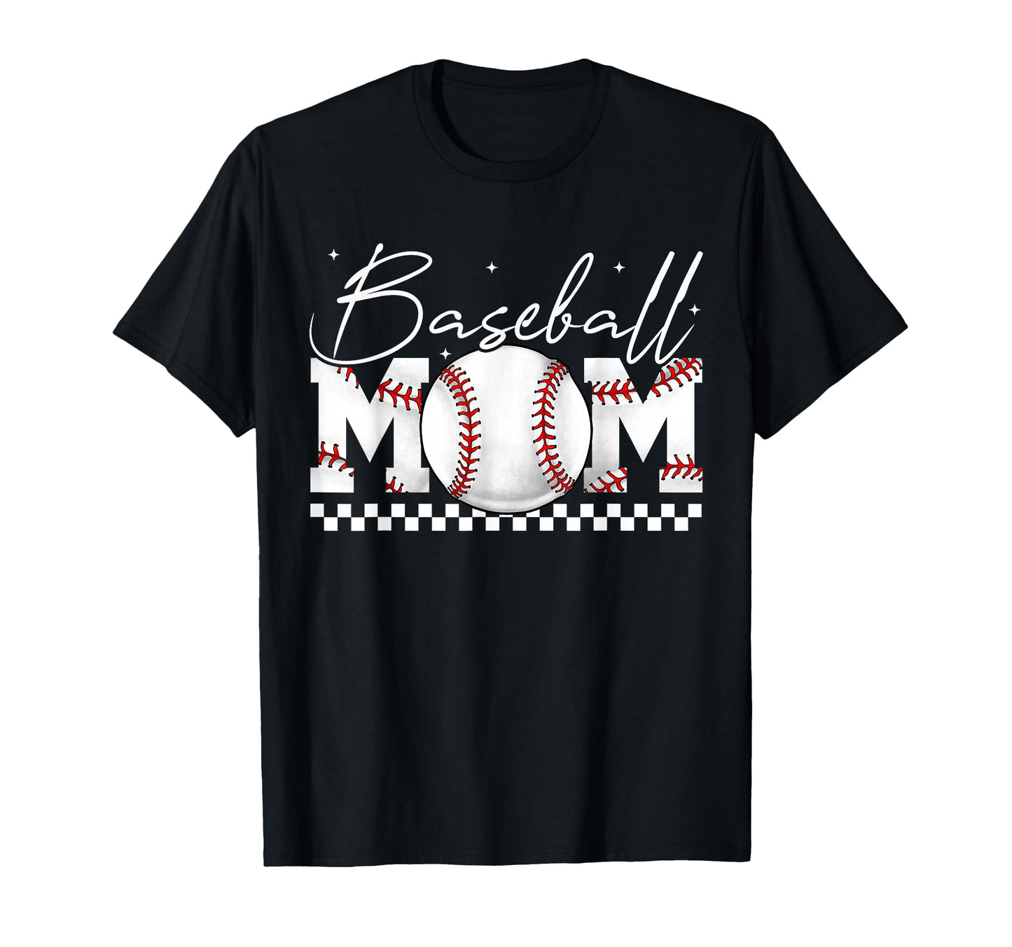 Checkered Baseball Mama Sports Mom Game T-Shirt - Unique Graphic Unisex - T-Shirt, Sweatshirt, Hoodie