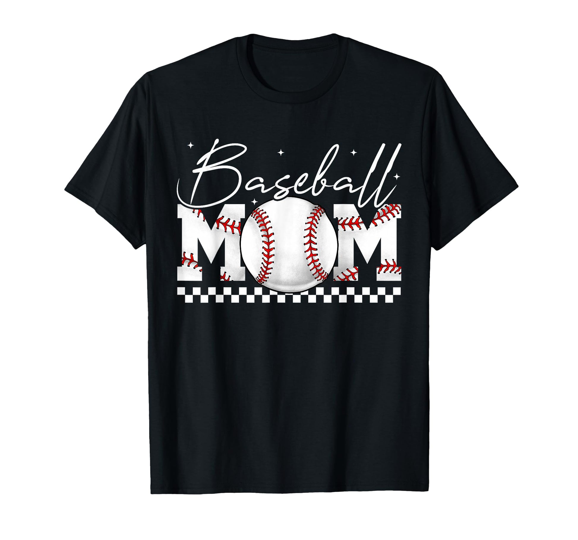 Checkered Baseball Mama Sports Mom Game T-Shirt - Unique Graphic Unisex - T-Shirt, Sweatshirt, Hoodie