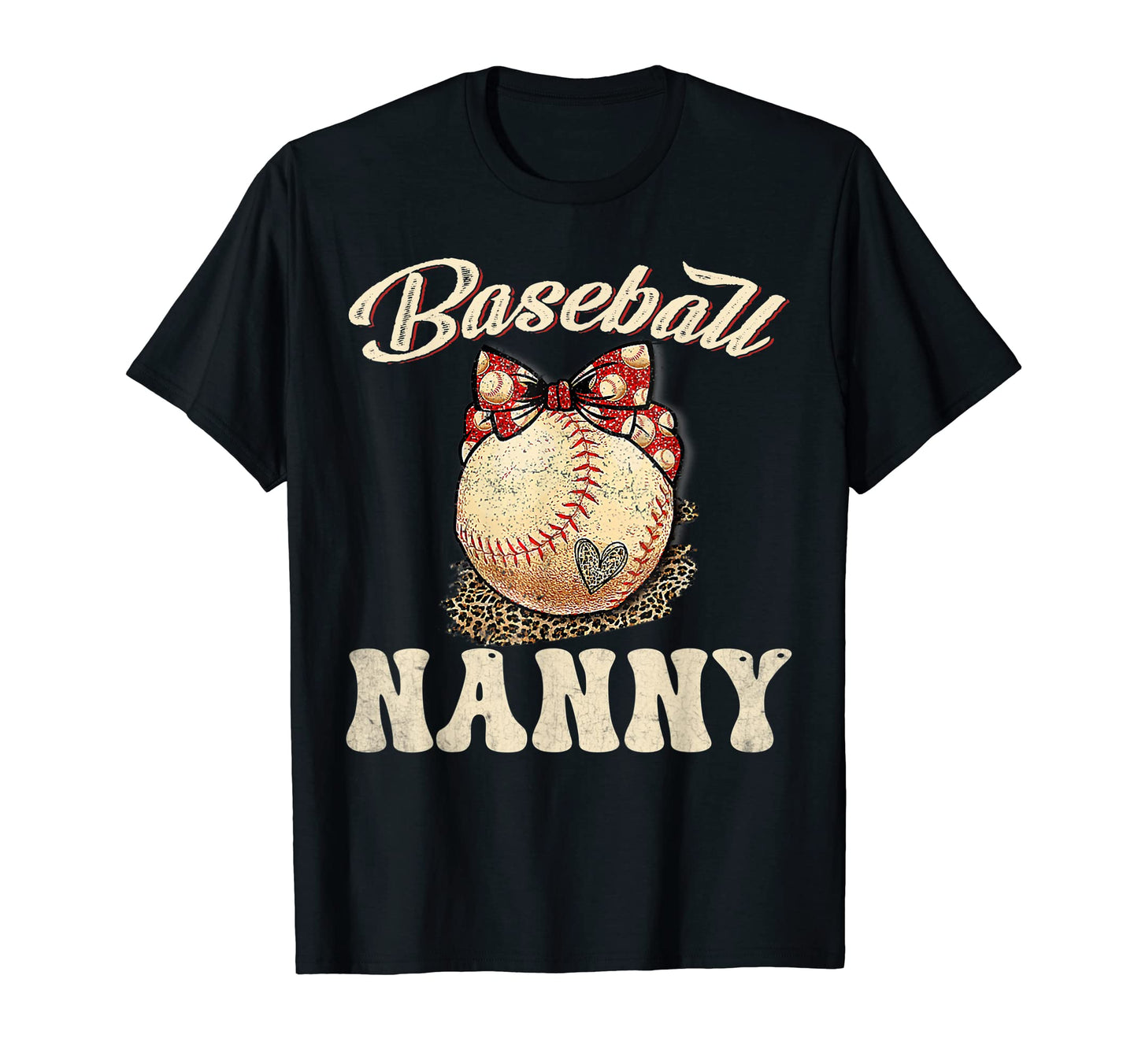 Softball Baseball Nanny Leopard T-Shirt - Minimalist Print Men Women - T-Shirt, Sweatshirt, Hoodie