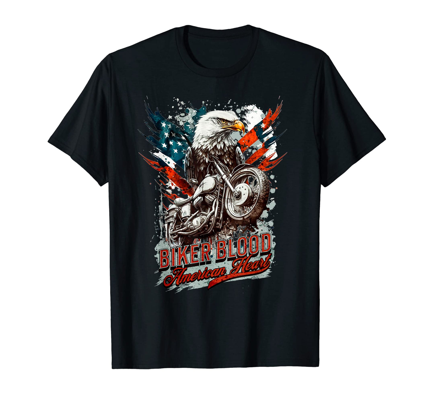 Patriotic Old Biker American Us Flag T-Shirt - Unique Graphic for Adults - T-Shirt, Sweatshirt, Hoodie