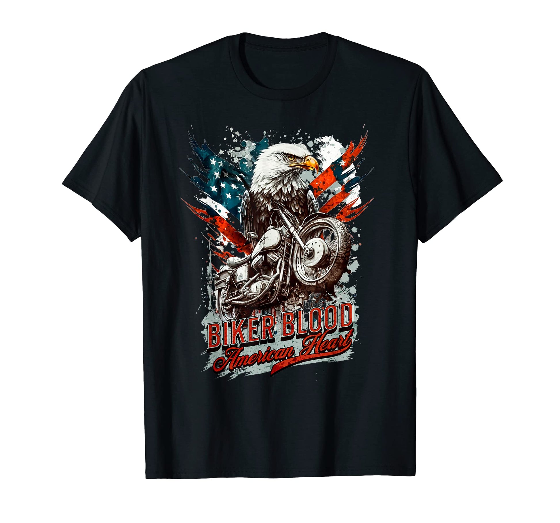 Patriotic Old Biker American Us Flag T-Shirt - Unique Graphic for Adults - T-Shirt, Sweatshirt, Hoodie