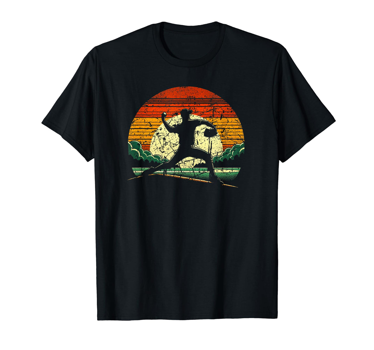 Baseball Player Distressed Sunset T-Shirt - Streetwear Style Unisex - T-Shirt, Sweatshirt, Hoodie