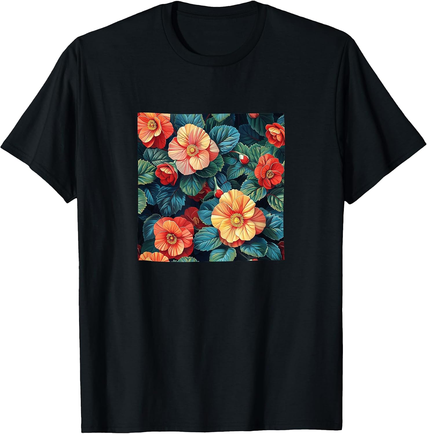Begonia Flower Pattern Merch - Adult & Kids T-Shirts, Sweatshirts & Hoodies apparel design preview 1