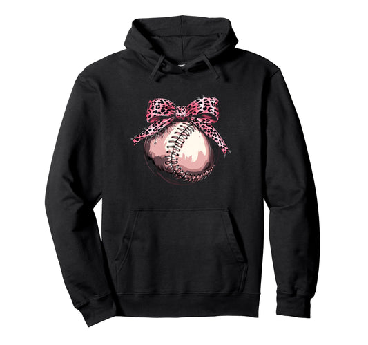 Baseball Coquette Bow Baseball Player Hoodie - Graphic Print Unisex - T-Shirt, Sweatshirt, Hoodie