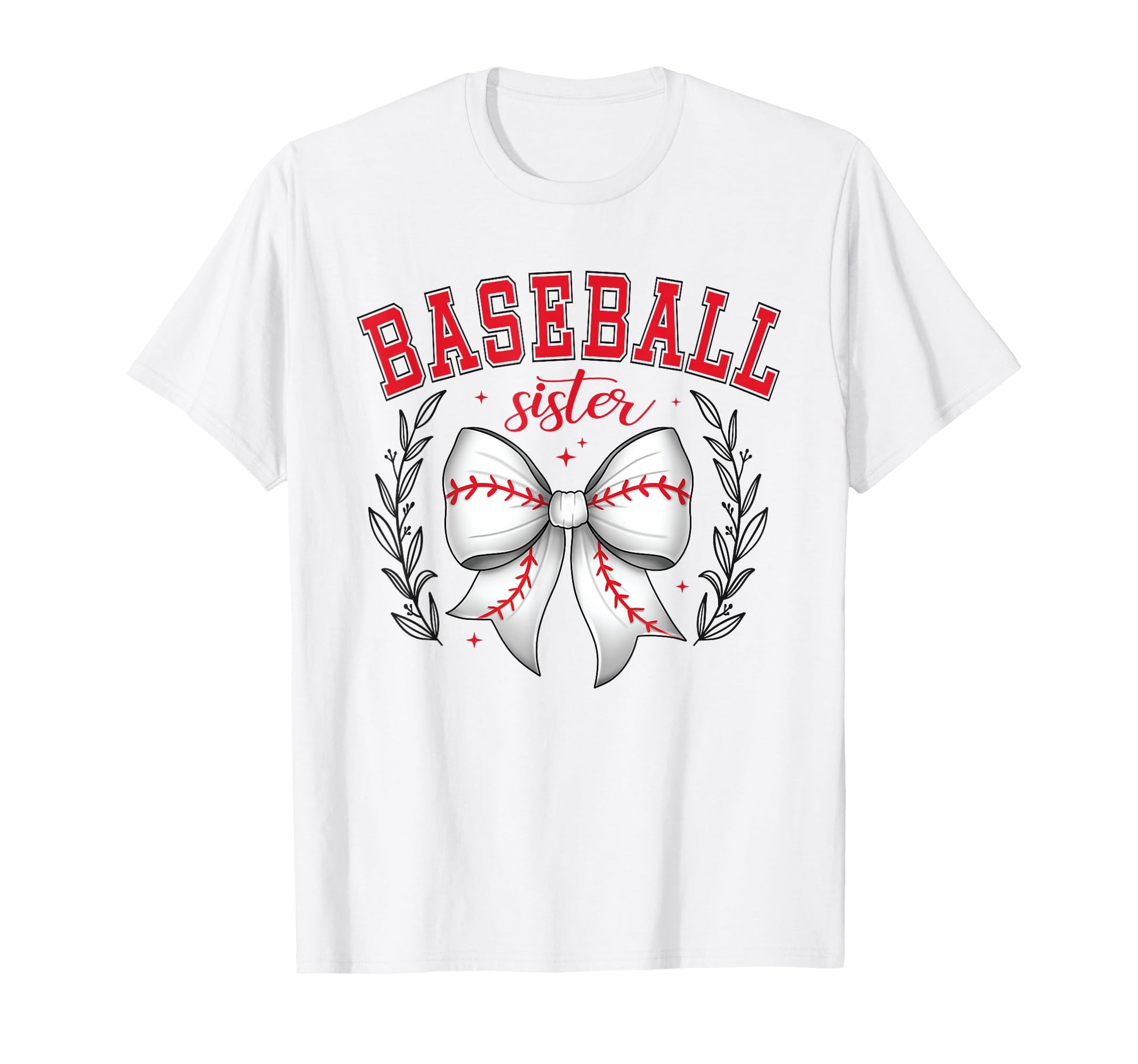 Baseball Sister Coquette Bow Cheer Baseball T-Shirt - Graphic Print Unisex - T-Shirt, Sweatshirt, Hoodie