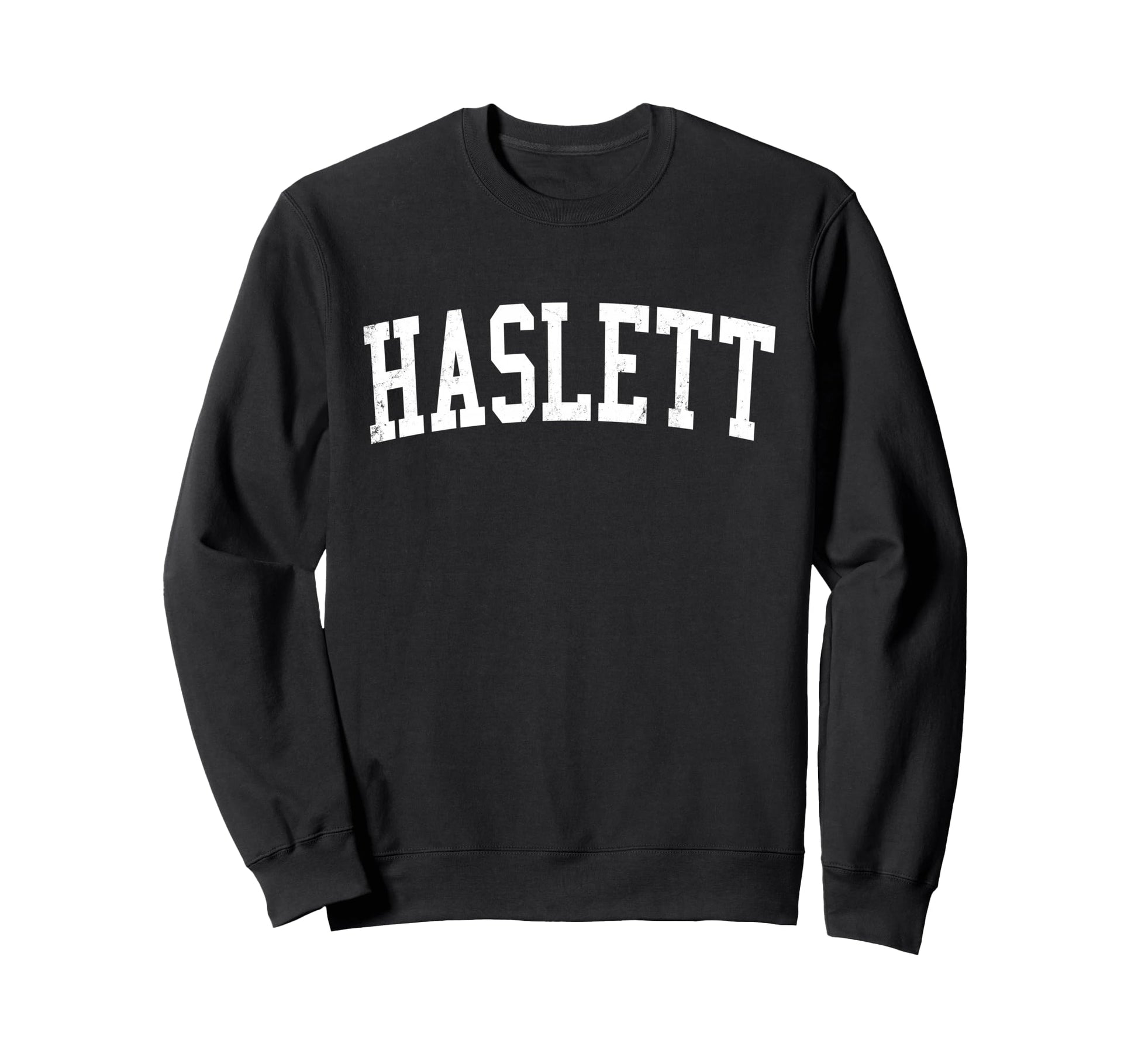 Haslett Mi Distressed White Varsity Sweatshirt - Unique Graphic Unisex - T-Shirt, Sweatshirt, Hoodie