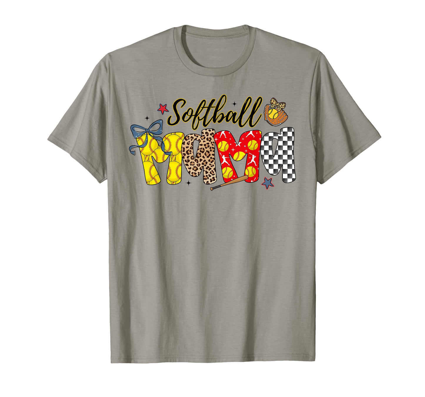 Checkered Softball Mama Coquette T-Shirt - Fun Novelty Design Men Women - T-Shirt, Sweatshirt, Hoodie