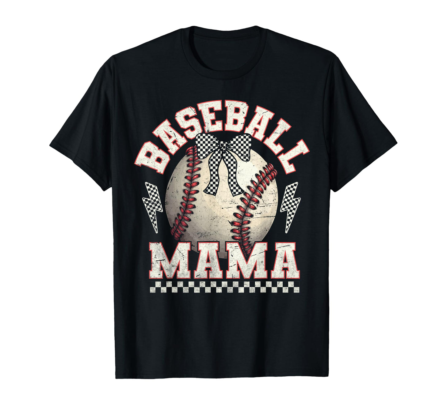 Checkered Baseball Mama Sports Mom Game T-Shirt - Trendy Graphic Men Women - T-Shirt, Sweatshirt, Hoodie