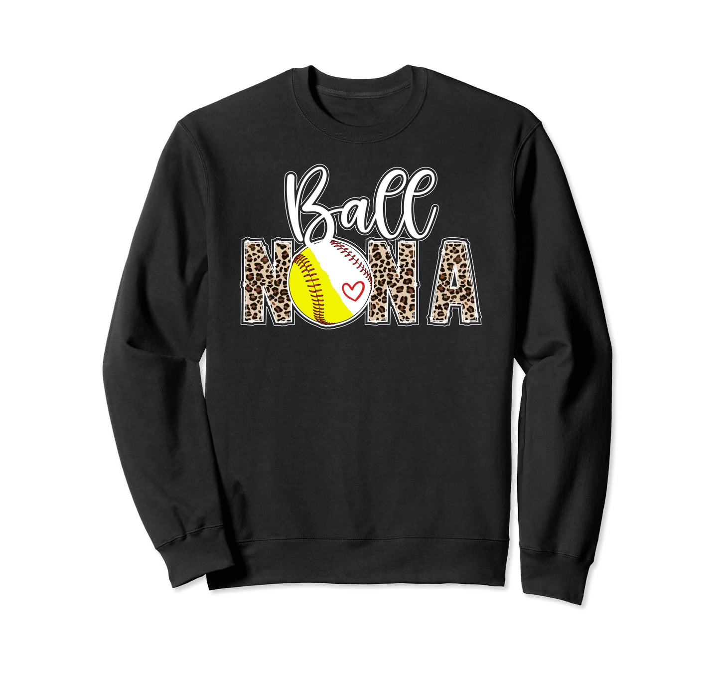 Ball Nana Leopard Softball Baseball Nana Sweatshirt - Graphic Print Unisex - T-Shirt, Sweatshirt, Hoodie