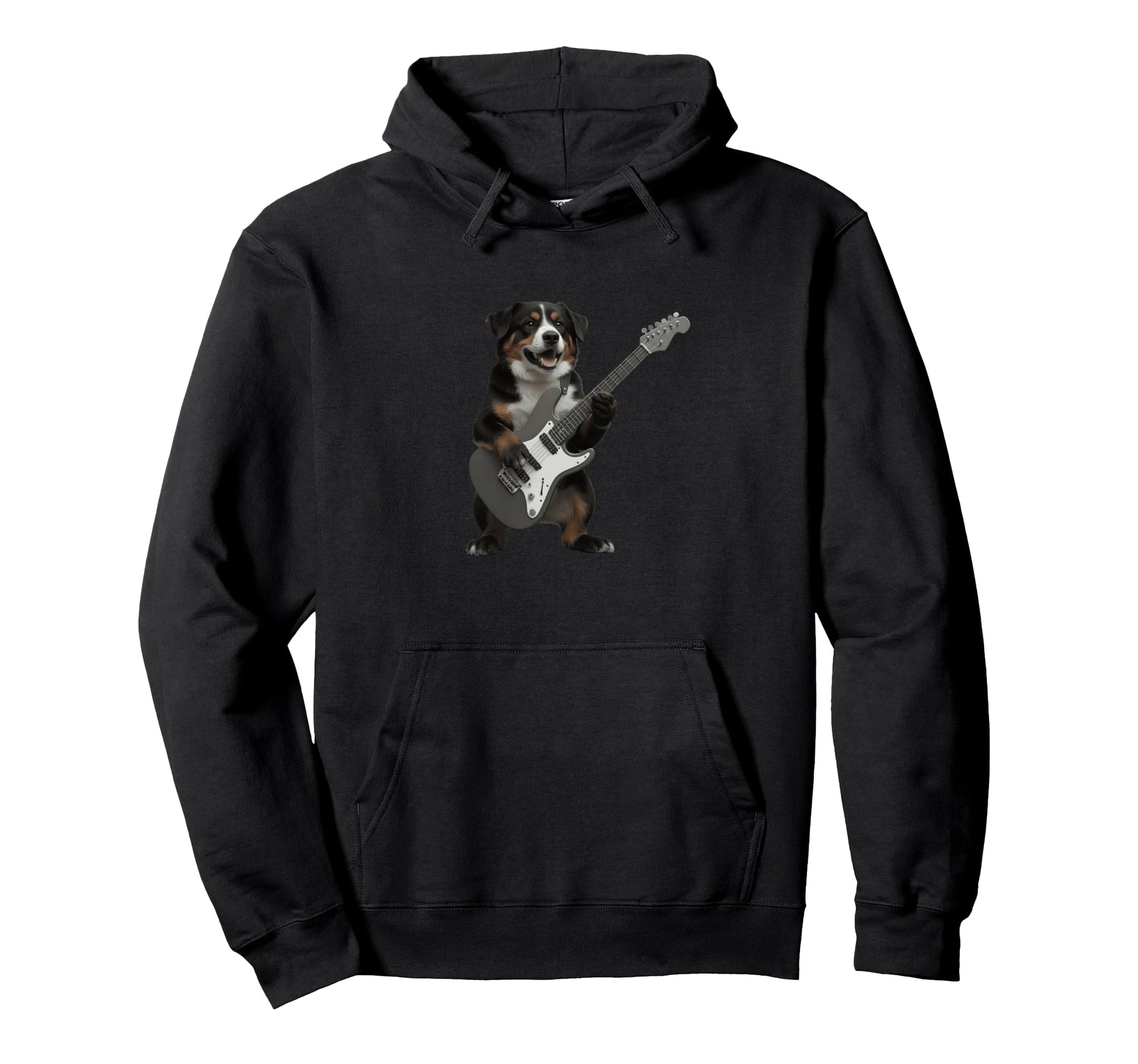 Funny Dog Playing Electric Guitar Rock Hoodie - Novelty Apparel Men Women - T-Shirt, Sweatshirt, Hoodie