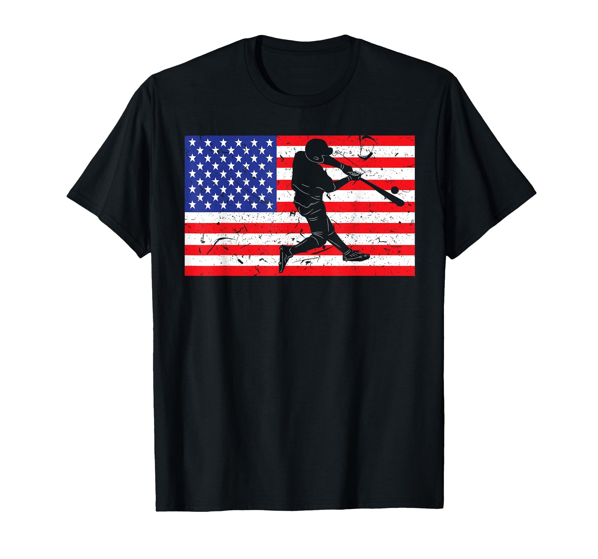 Distressed Baseball Player Usa American T-Shirt - Graphic Print Men Women - T-Shirt, Sweatshirt, Hoodie