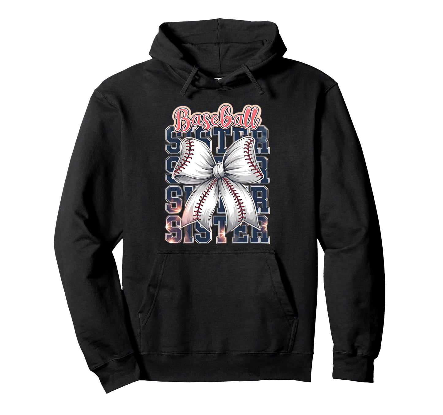 Baseball Sister Coquette Bow Hoodie - Minimalist Print Unisex - T-Shirt, Sweatshirt, Hoodie