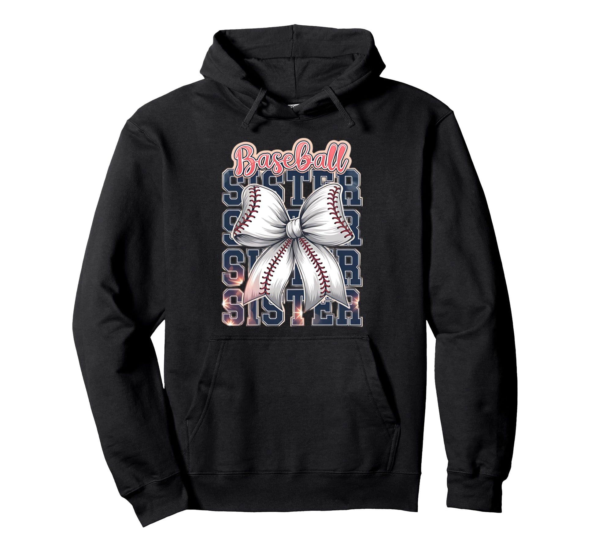 Baseball Sister Coquette Bow Hoodie - Minimalist Print Unisex - T-Shirt, Sweatshirt, Hoodie