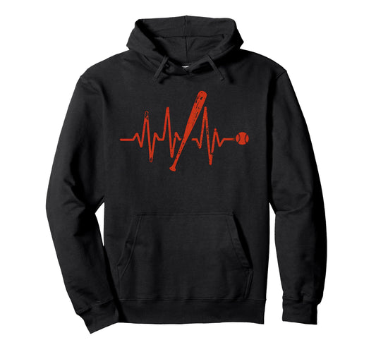 Baseball Heartbeat Hoodie - Streetwear Style Men Women - T-Shirt, Sweatshirt, Hoodie