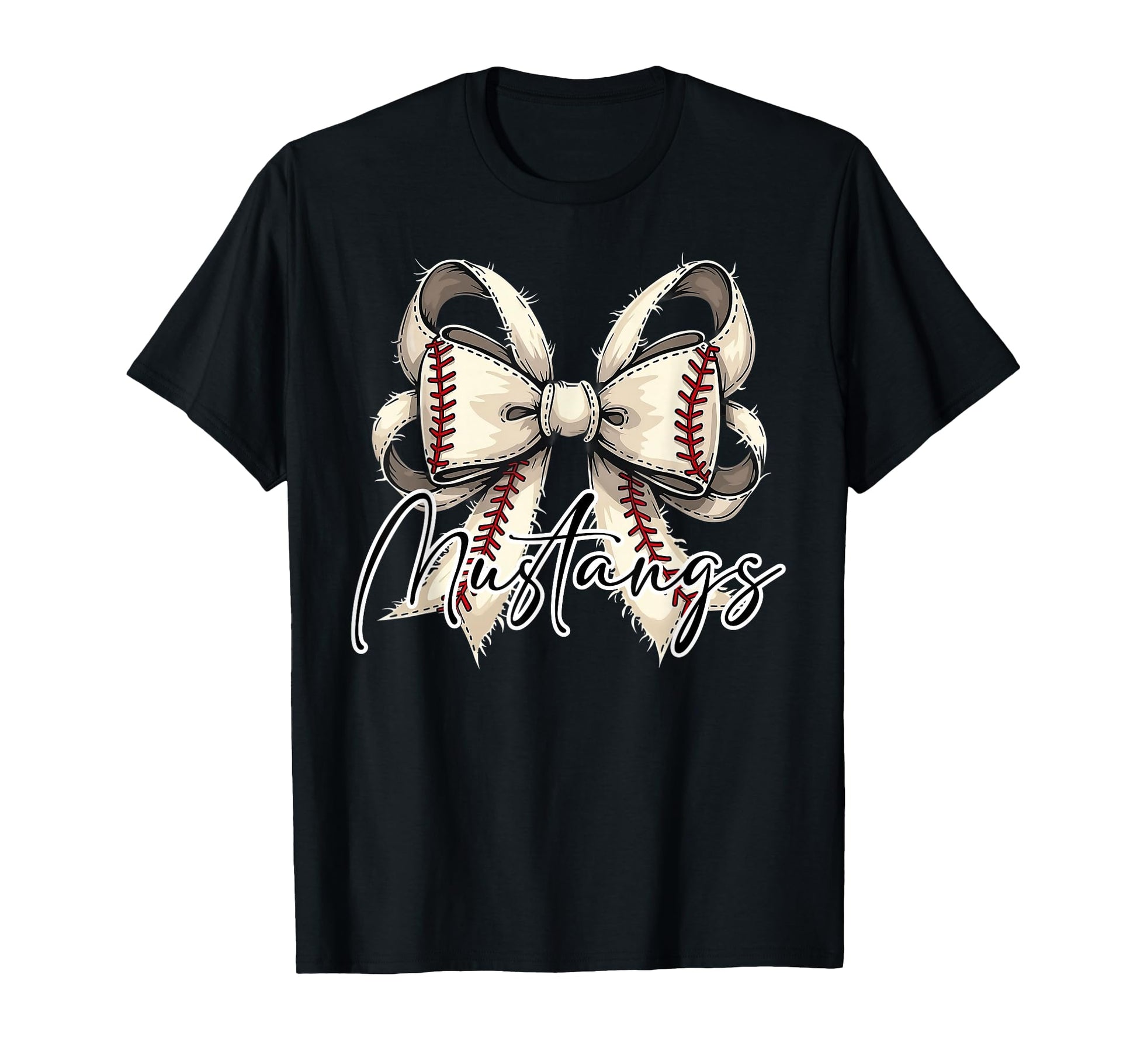 Mustangs Baseball Coquette Bow Game Day T-Shirt - Streetwear Style Unisex - T-Shirt, Sweatshirt, Hoodie