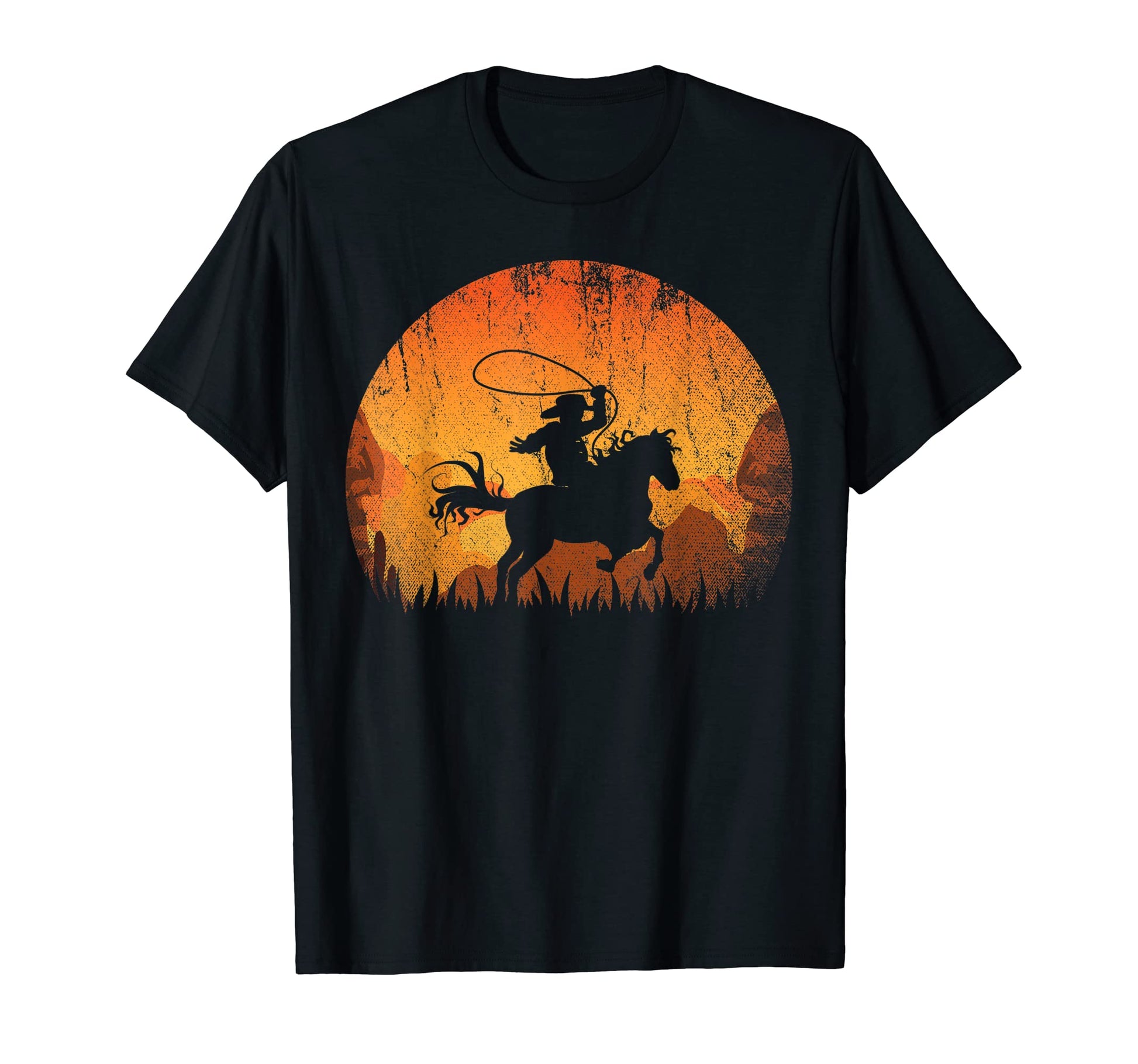 Sunset Country Western Horseback T-Shirt - Minimalist Print Men Women - T-Shirt, Sweatshirt, Hoodie