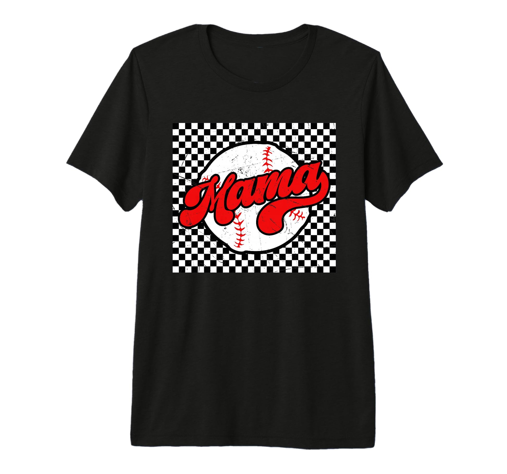 Baseball Mama Checkered Softball Mom T-Shirt - Unique Graphic Men Women - T-Shirt, Sweatshirt, Hoodie