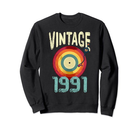 1991 Vinyl Phonograph Record Sweatshirt - Fun Novelty Design for Adults - T-Shirt, Sweatshirt, Hoodie